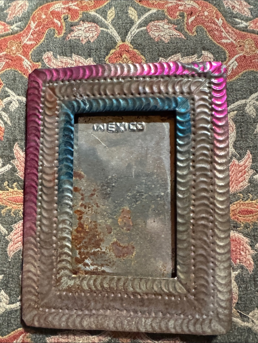 Hand Crafted Metallic Multicolor Embossed Picture Frame